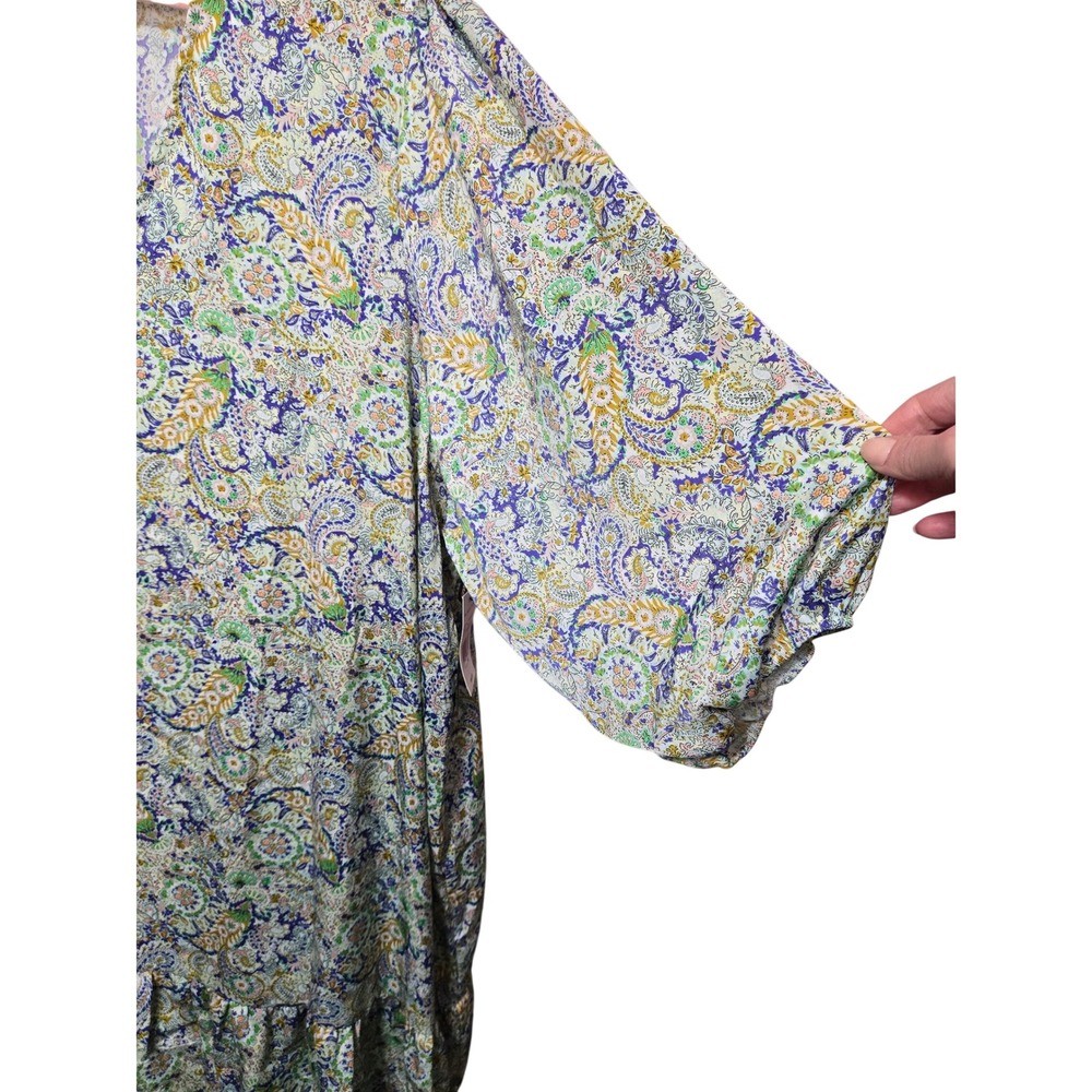Black Tape Womens 2X Aqua Mint Paisley Ruffle Hem Shift Dress 1972260 MP - Picture 4 of 6